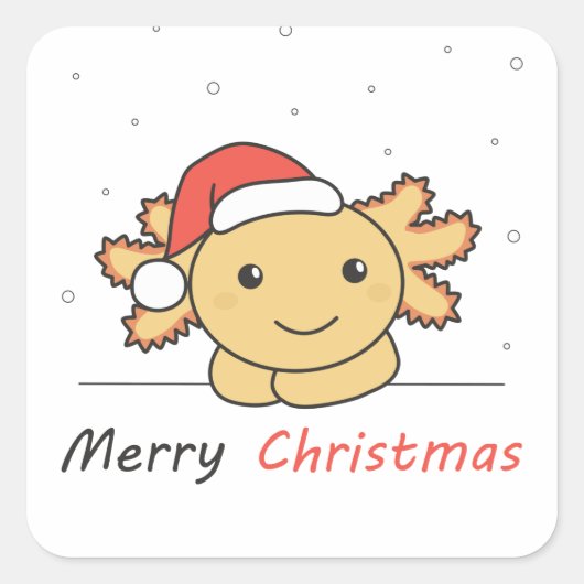 Sticker Carré Axolotl Noël Neige Hiver Animaux Axolotls Squ (Devant)
