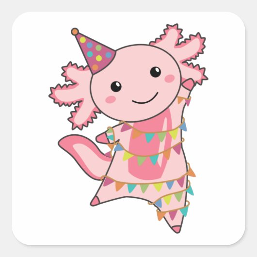 Sticker Carré Axolotl Vous Souhaite Bon Anniversaire Axolotls (Devant)