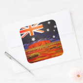 Sticker Carré Ayers rock et drapeau australien (Enveloppe)