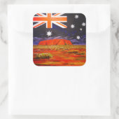 Sticker Carré Ayers rock et drapeau australien (Sac)