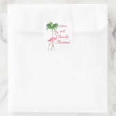 Sticker Carré Ayez Un Flamant rose De Noël En Plage (Sac)