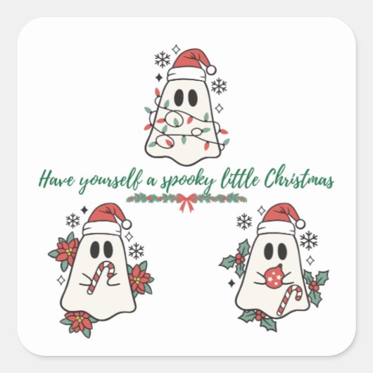 Sticker Carré Ayez un petit Noël Éffrayant (Devant)