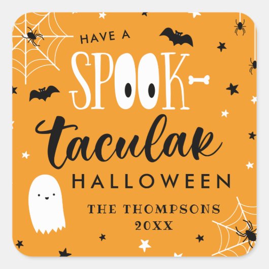 Sticker Carré Ayez Une Faveur Halloween Spooktaculaire (Devant)
