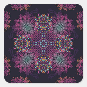 Sticker Carré Aztec géométrique, vintage motif sans couture.