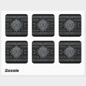 Sticker Carré Aztec Sun God - Pierre sur noir (Feuille)
