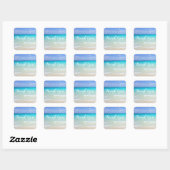 Sticker Carré Azure Blue Caribbean Tropical Beach Merci (Feuille)