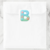 Sticker Carré "B" Cute Bubble Letter - Underwater Sea Creature A (Sac)