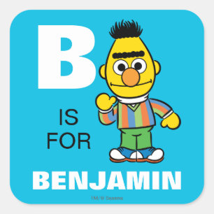 Sticker Carré B est pour Bert   Ajouter Votre Nom