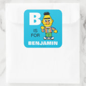 Sticker Carré B est pour Bert | Ajoutez votre nom (Sac)