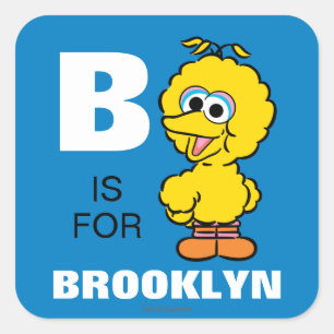 Sticker Carré B est pour Big Bird   Ajoutez votre nom