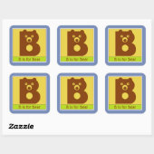 Sticker Carré B est pour l'animal d'ours Alphabet pour enfants (Feuille)
