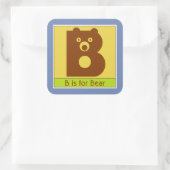 Sticker Carré B est pour l'animal d'ours Alphabet pour enfants (Sac)