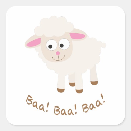 Sticker Carré Baa Baa Baa Cute Lamb (Devant)
