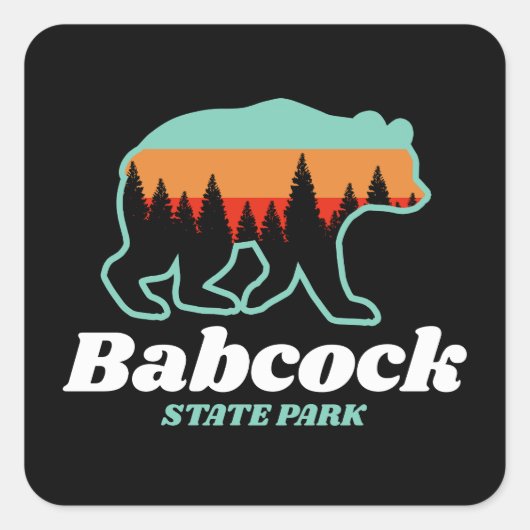 Sticker Carré Babcock State Park West Virginia Bear Retro (Devant)