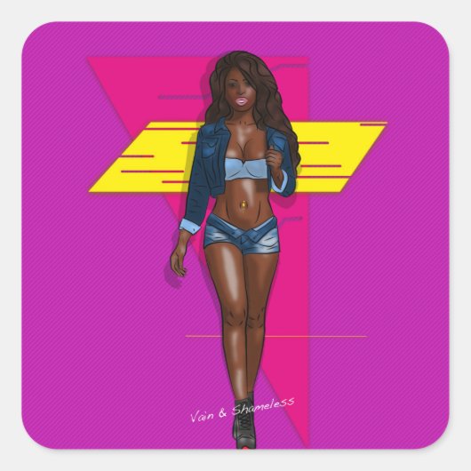 Sticker Carré Babe au jean bleu (Devant)