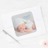 Sticker Carré Baby Boy Blue Script photo Birth Keepsaké (Enveloppe)