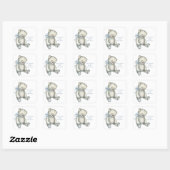 Sticker Carré Baby Boy Blue Teddy Bear Baby shower d'aquarelle (Feuille)