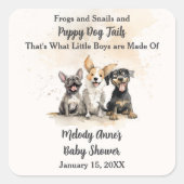 Sticker Carré Baby Boy Chien Chien Chien Chien Baby shower (Devant)