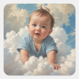 Sticker Carré Baby Boy on Cloud