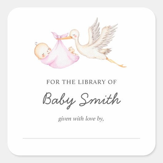 Sticker Carré Baby Boy Stork Showplate (Devant)
