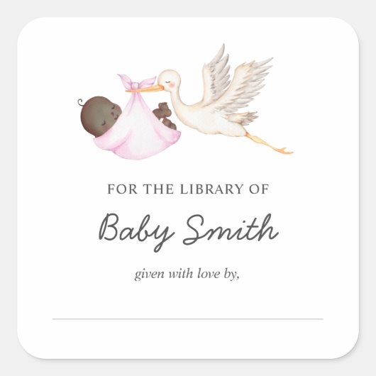 Sticker Carré Baby Boy Stork Showplate (Devant)