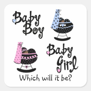Sticker Carré Baby Cradle African American Gender Reveal