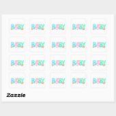 Sticker Carré BABY Cute Ocean Pastel Glossy Text (Feuille)