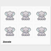 Sticker Carré Baby Elephant – Cute Kawaii Illustration (Feuille)