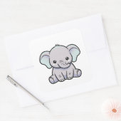 Sticker Carré Baby Elephant – Cute Kawaii Illustration (Enveloppe)