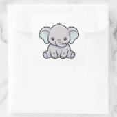 Sticker Carré Baby Elephant – Cute Kawaii Illustration (Sac)