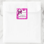 Sticker Carré Baby favorise l'ours rose faire-part (Sac)