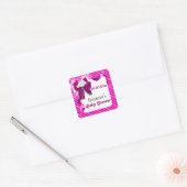 Sticker Carré Baby favorise l'ours rose faire-part (Enveloppe)
