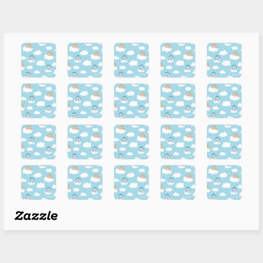 Sticker Carré Baby Hercules and Pegasus Cloud Pattern Square Sti (Feuille)