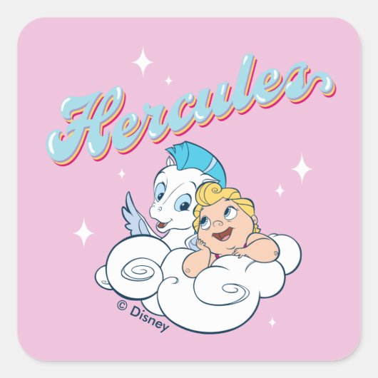 Sticker Carré Baby Hercules and Pegasus on a Cloud Square Sticke (Devant)