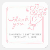Sticker Carré Baby In Bloom Baby Shower (Devant)