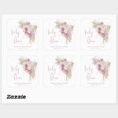Sticker Carré Baby In Bloom Boho Baby shower Rose (Feuille)
