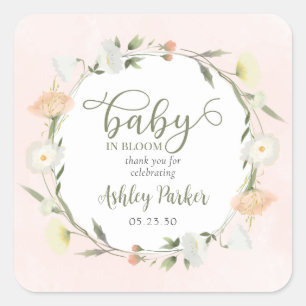 Sticker Carré Baby In Bloom Fleur sauvage Merci Baby shower