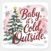 Sticker Carré Baby, It's Cold Outside Winter Baby Shower (Devant)