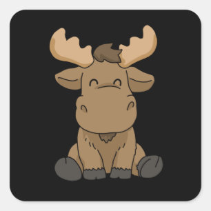 Sticker Carré Baby Moose Cadeaux Femmes Moose Cadeaux Hommes Moo