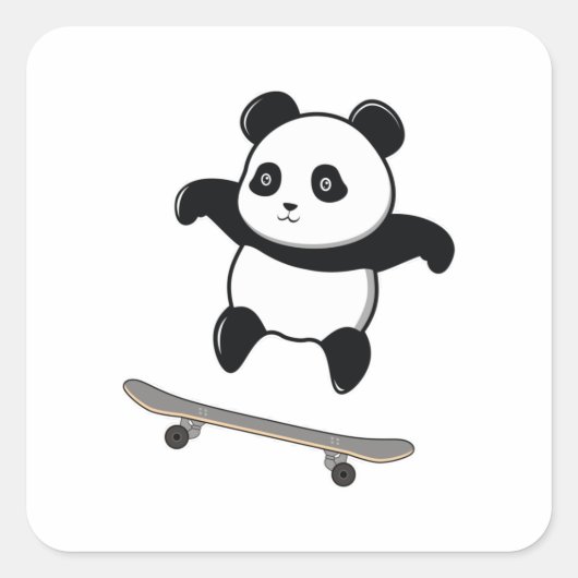 Sticker Carré Baby Panda Skateboard (Devant)