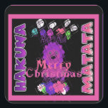 Sticker Carré Baby pink Beautiful Merry Christmas Hakuna Matata<br><div class="desc">Baby pink Beautiful Merry Christmas Hakuna Matata</div>