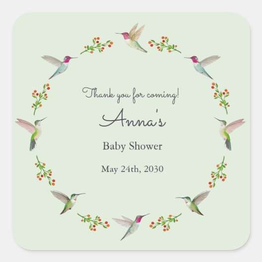 Sticker Carré Baby Shower (Devant)