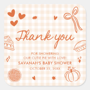Sticker Carré Baby shower À Tarte À La Petite Cutie Creusé À La