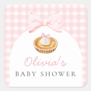 Sticker Carré Baby shower à tarte rose