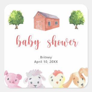 Sticker Carré Baby shower agricole - baby shower