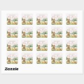 Sticker Carré Baby shower animal blanc neutre mignon (Feuille)