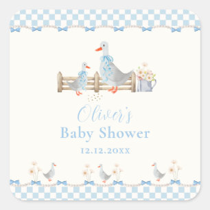 Sticker Carré Baby Shower Arc-en-Ciel à l'Anglaise avec un Petit