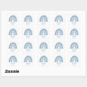 Sticker Carré Baby shower arc-en-ciel bleu Boho (Feuille)