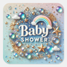 Baby shower arc-en-ciel céleste