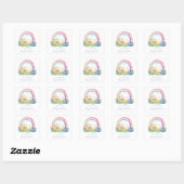 Sticker Carré Baby shower arc-en-ciel Fleur sauvage Boho (Feuille)